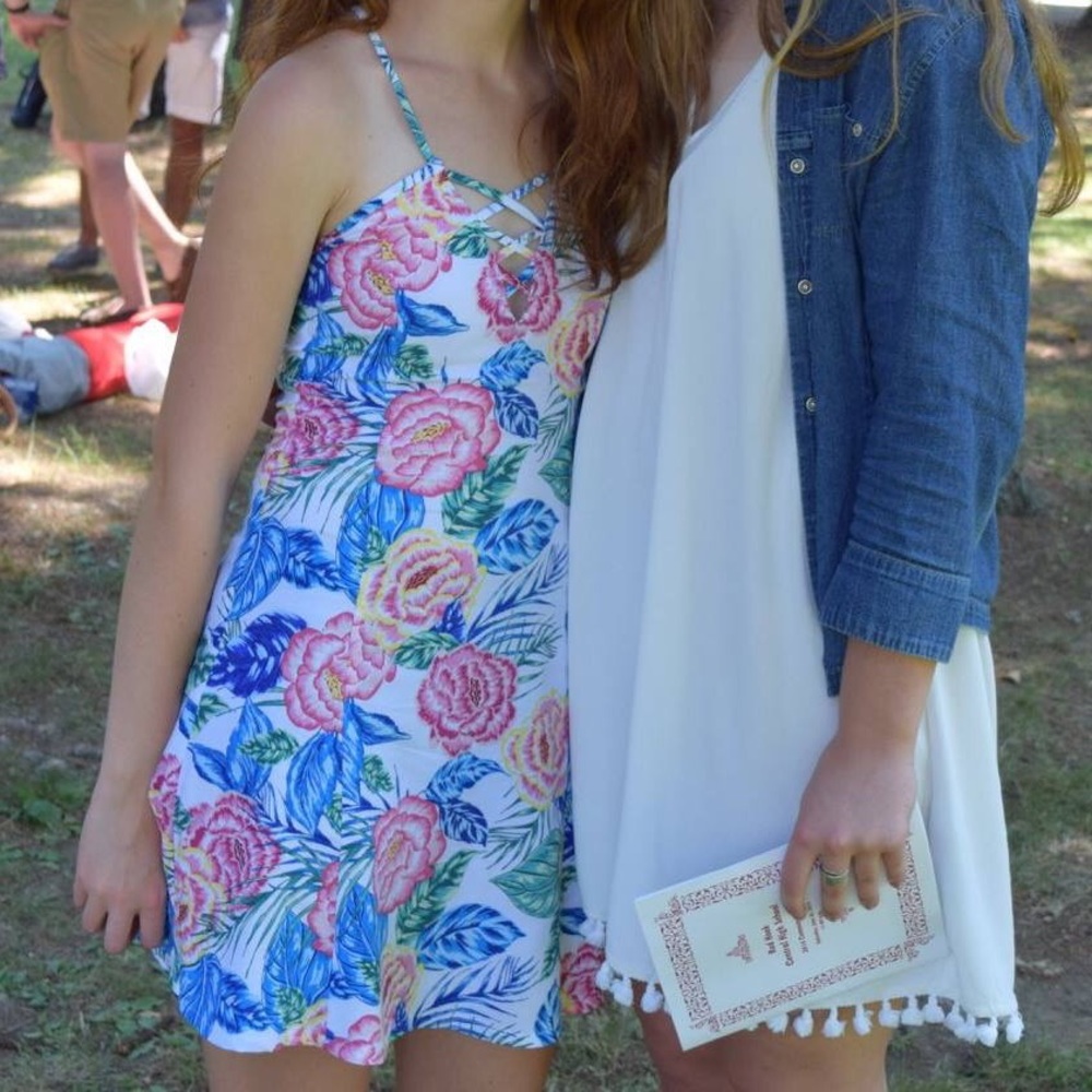 Floral dress with strappy details